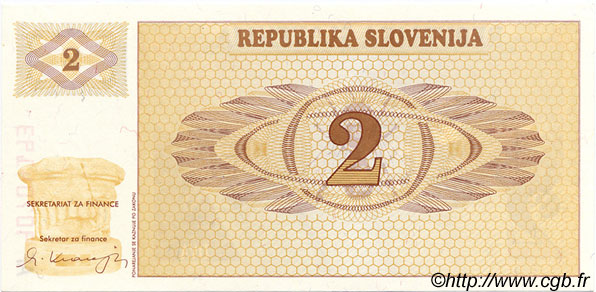 2 Tolarjev SLOVENIA  1990 P.02a q.FDC