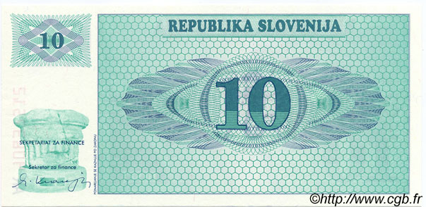 10 Tolarjev Spécimen SLOVENIA  1990 P.04s1 FDC