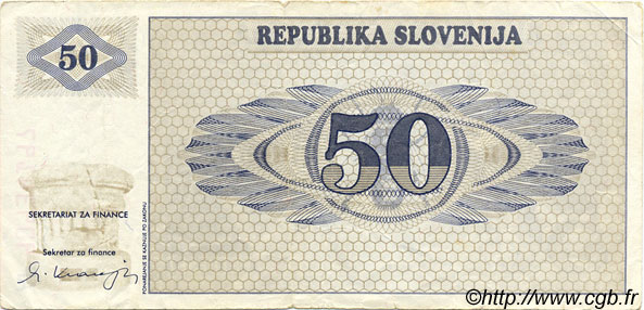 50 Tolarjev SLOVENIA  1990 P.05 F