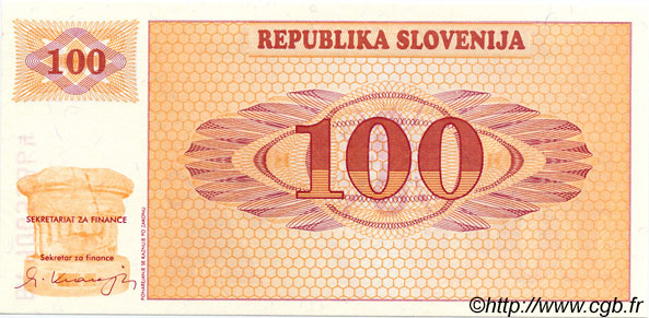 100 Tolarjev SLOVENIA  1990 P.06a UNC