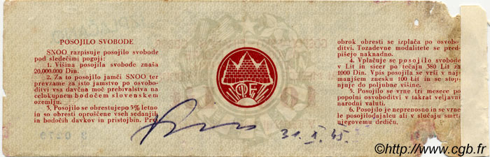 1000 Lit SLOVENIA  1944 PS.107 B