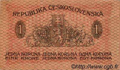 1 Koruna CZECHOSLOVAKIA  1919 P.006a VF+