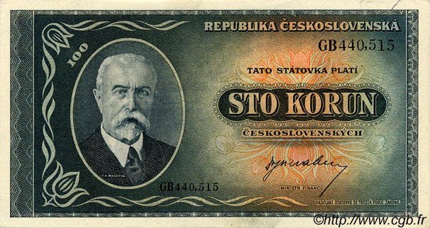100 Korun CZECHOSLOVAKIA  1945 P.063a AU
