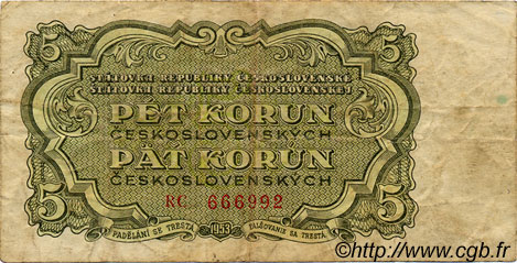 5 Korun CZECHOSLOVAKIA  1953 P.080b F