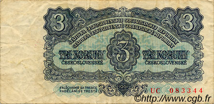 3 Korun CZECHOSLOVAKIA  1961 P.081a F