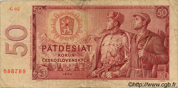 50 Korun CZECHOSLOVAKIA  1964 P.090b F