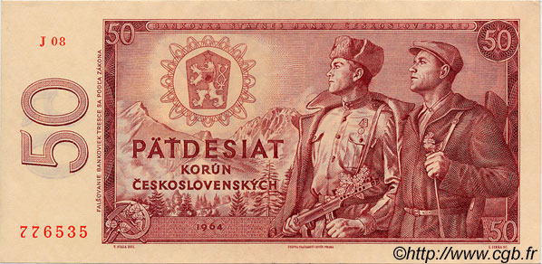50 Korun CZECHOSLOVAKIA  1964 P.090c XF+