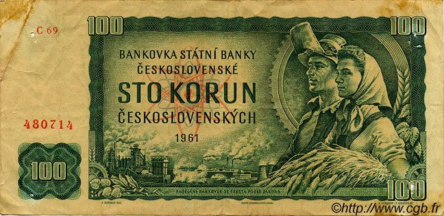 100 Korun TSCHECHOSLOWAKEI  1961 P.091a fSS