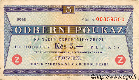 5 Korun CZECHOSLOVAKIA  1974 P.FX49b VF