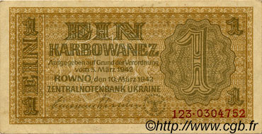 1 Karbowanez UKRAINE  1942 P.049 SUP