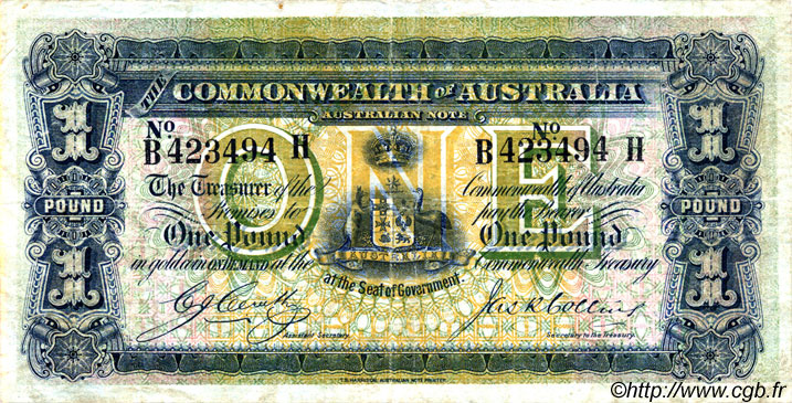 1 Pound AUSTRALIA  1918 P.03b MB a BB