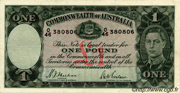 1 Pound AUSTRALIA  1938 P.26a q.SPL