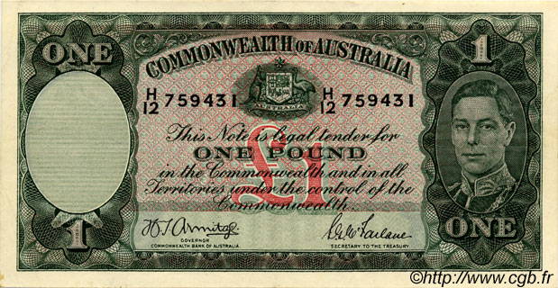 1 Pound AUSTRALIE  1942 P.26b TTB+