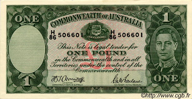 1 Pound AUSTRALIA  1942 P.26b AU-