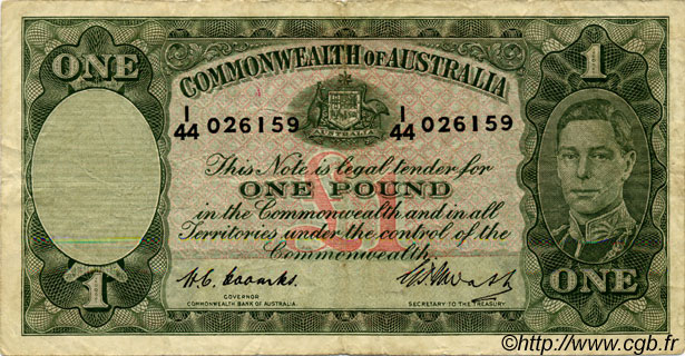 1 Pound AUSTRALIA  1949 P.26c MB