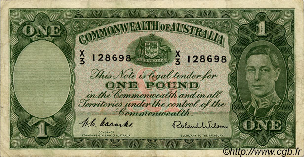 1 Pound AUSTRALIA  1952 P.26d q.BB