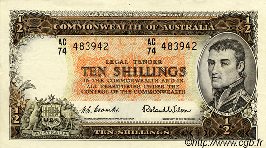 10 Shillings AUSTRALIA  1954 P.29 SPL