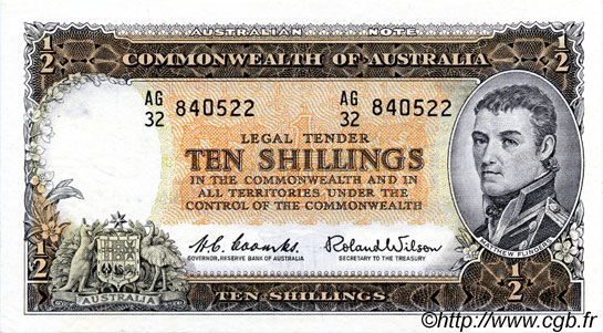 10 Shillings AUSTRALIEN  1961 P.33 fST