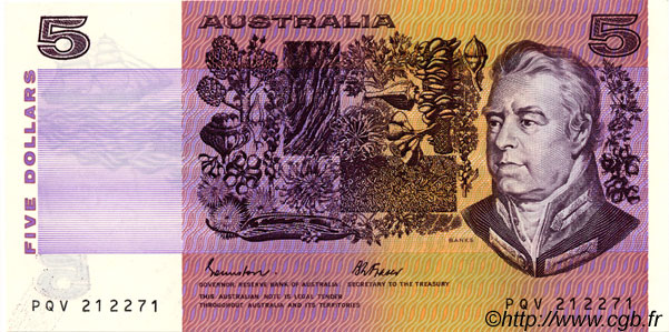 5 Dollars AUSTRALIA  1985 P.44e q.FDC