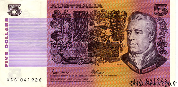 5 Dollars AUSTRALIA  1985 P.44e MBC+ a EBC
