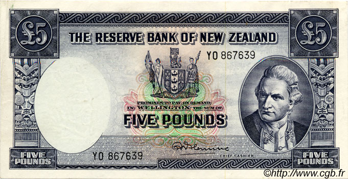5 Pounds NEW ZEALAND  1967 P.160d XF