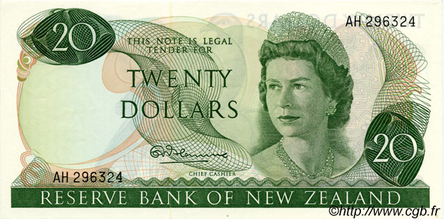 20 Dollars NEW ZEALAND  1967 P.167a UNC-