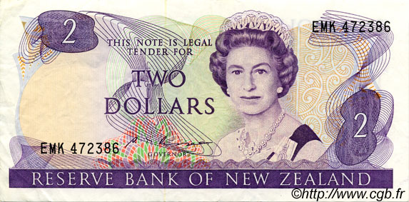 2 Dollars NEW ZEALAND  1985 P.170b XF