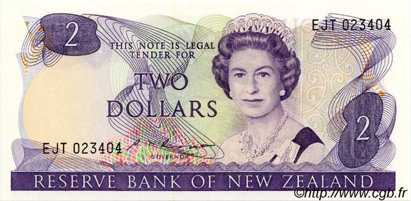 2 Dollars NUOVA ZELANDA
  1985 P.170b q.FDC