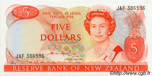 5 Dollars NEW ZEALAND  1981 P.171a UNC