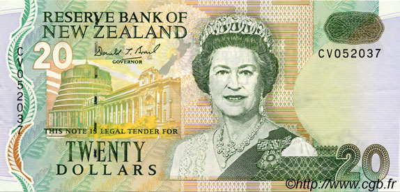 20 Dollars NEW ZEALAND  1992 P.179 XF-