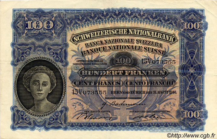 100 Francs SUISSE  1946 P.35t q.SPL