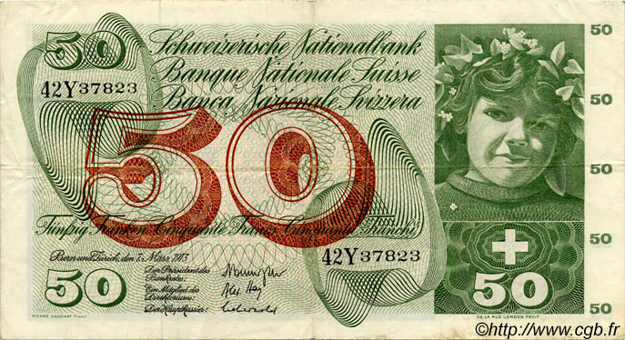 50 Francs SUISSE  1973 P.48m SS