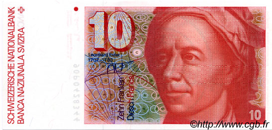 10 Francs SUISSE  1990 P.53h UNC