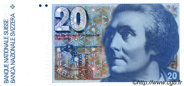 20 Francs SWITZERLAND  1982 P.55d UNC