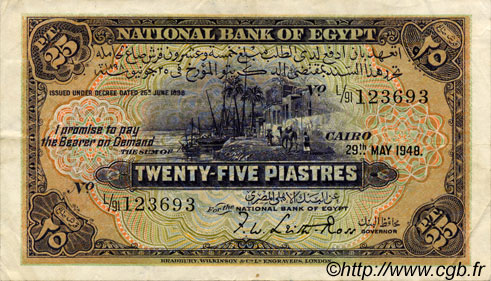 25 Piastres ÄGYPTEN  1948 P.010d SS