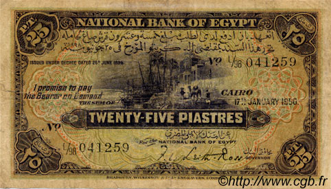 25 Piastres EGYPT  1950 P.010d VG