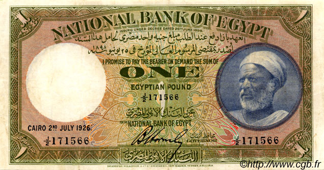 1 Pound EGYPT  1926 P.020 F+