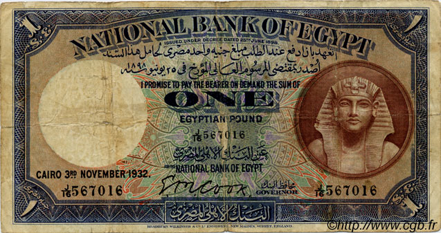 1 Pound EGYPT  1932 P.022b F