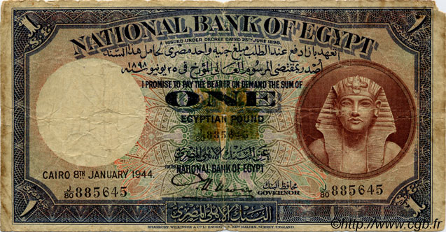 1 Pound EGYPT  1944 P.022c VG