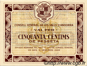 50 Centims ANDORRA  1936 P.05 AU