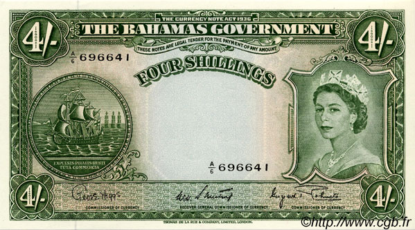 4 Shillings BAHAMAS  1953 P.13d UNC-