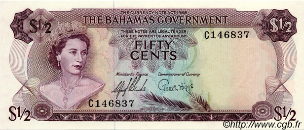 50 Cents BAHAMAS  1965 P.17 UNC