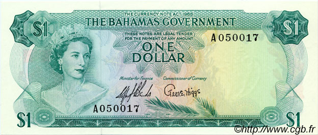 1 Dollar BAHAMAS  1965 P.18a UNC-