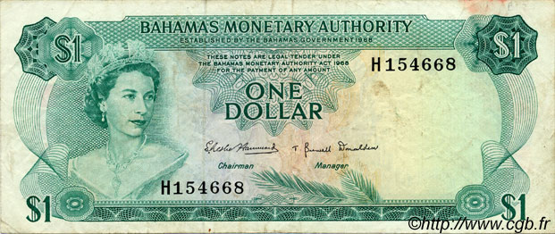 1 Dollar BAHAMAS  1968 P.27a F