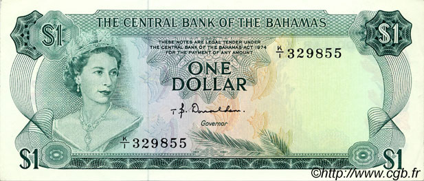 1 Dollar BAHAMAS  1974 P.35a FDC