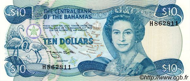 10 Dollars BAHAMAS  1984 P.46b UNC-