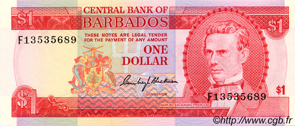 1 Dollar BARBADOS  1973 P.29a UNC