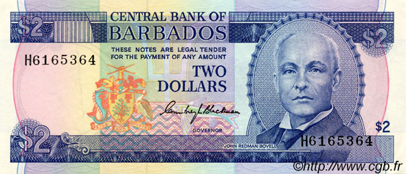 2 Dollars BARBADOS  1980 P.30 SPL+