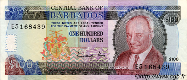 100 Dollars BARBADOS  1986 P.41 SPL+