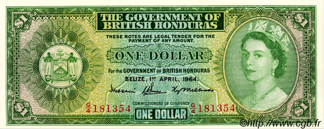 1 Dollar BRITISH HONDURAS  1964 P.28b UNC